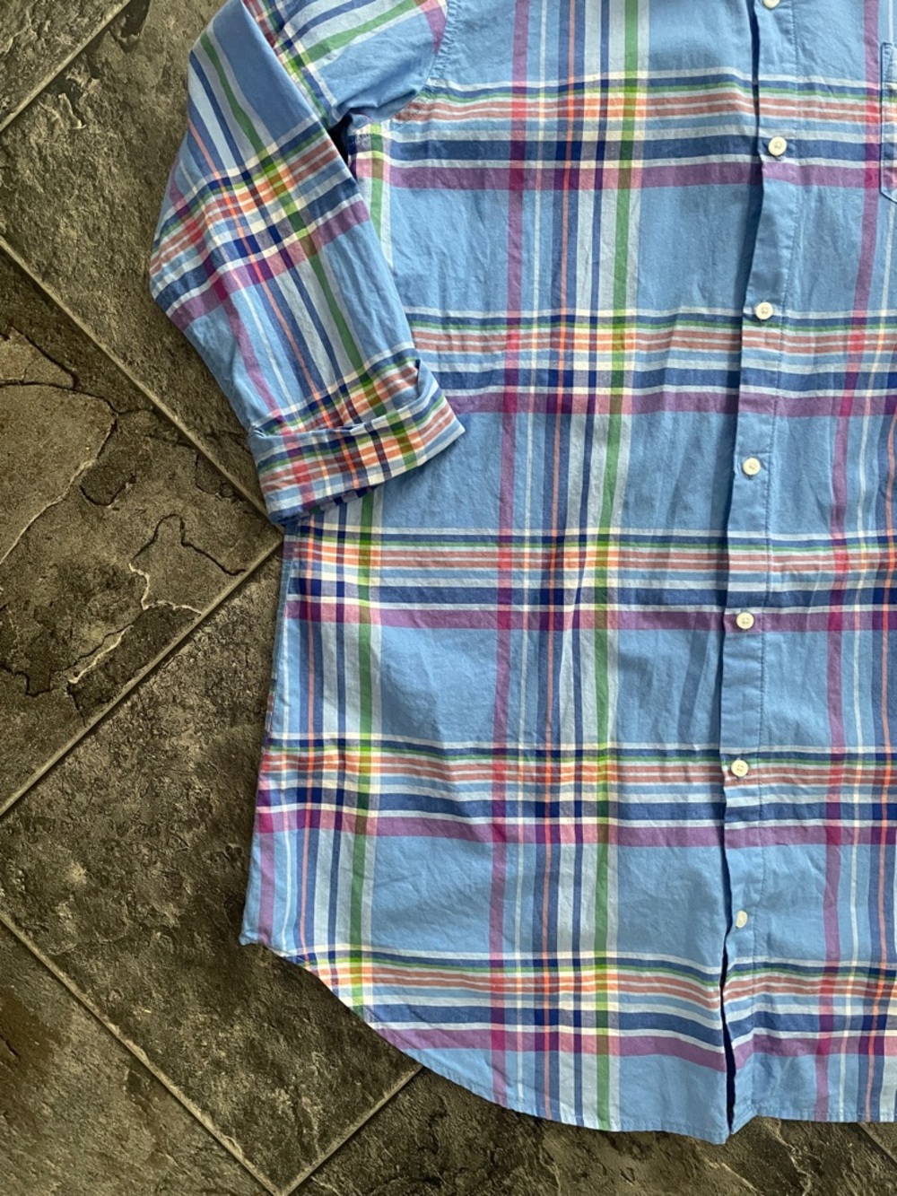 RALPH LAUREN Women’s Preppy Lightweight 3/4 Sleeve Long Plaid Button-Down Shirt - Picture 5 of 11